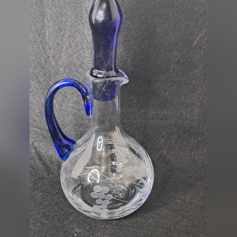 West Virginia art glass cruets, vintage hand blown bottle.